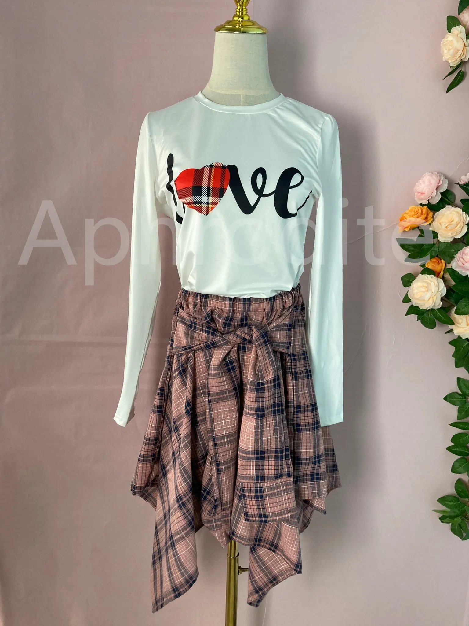 Fashion irregular plaid skirt（AY1783）