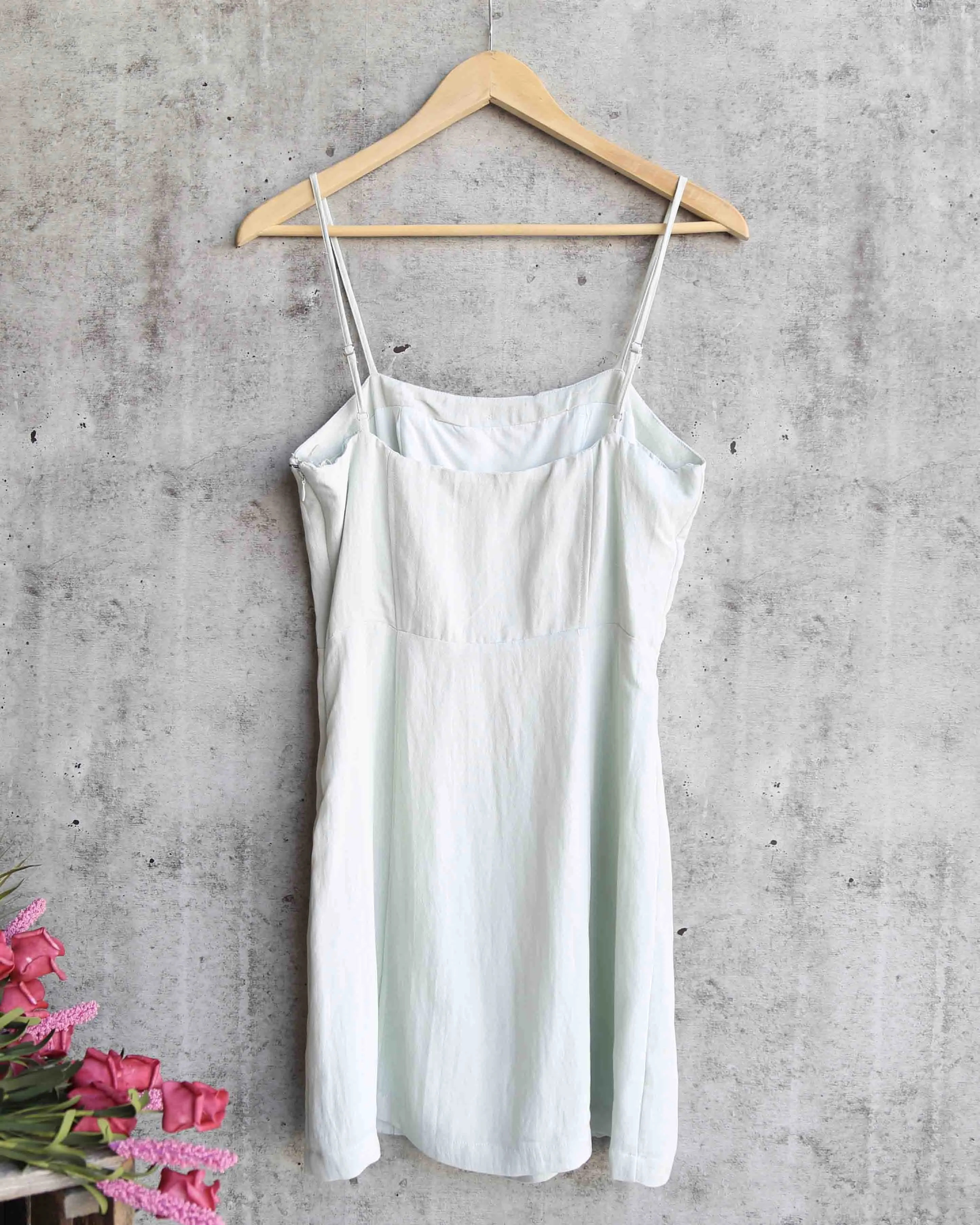 Final Sale - Cotton Candy LA - Julietta Button Down Woven Dress in Sage