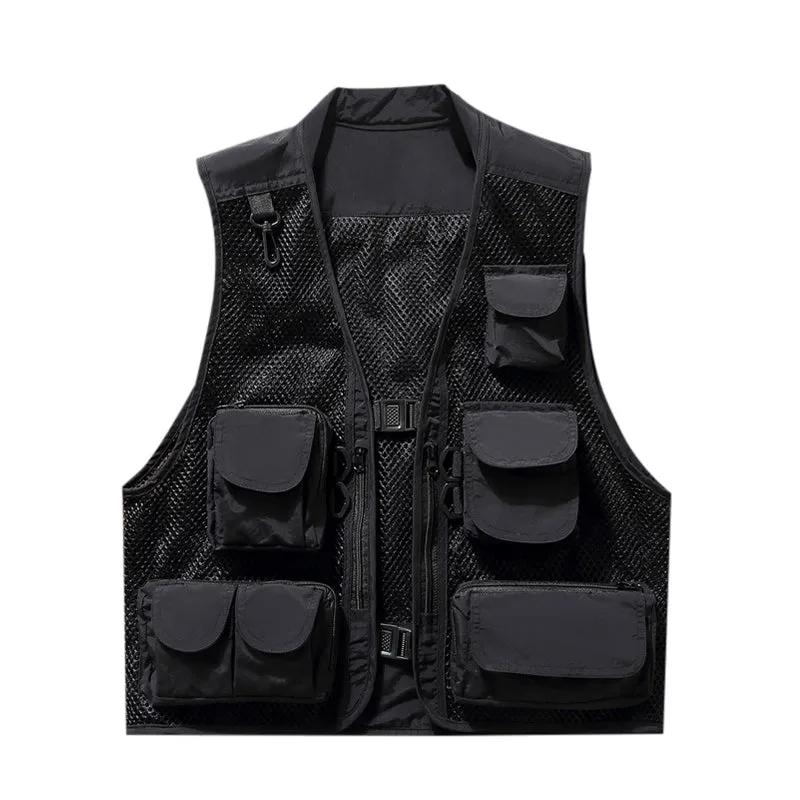 FISHING ZIPPERED THREE-DIMENSIONAL POCKET BREATHABLE VEST