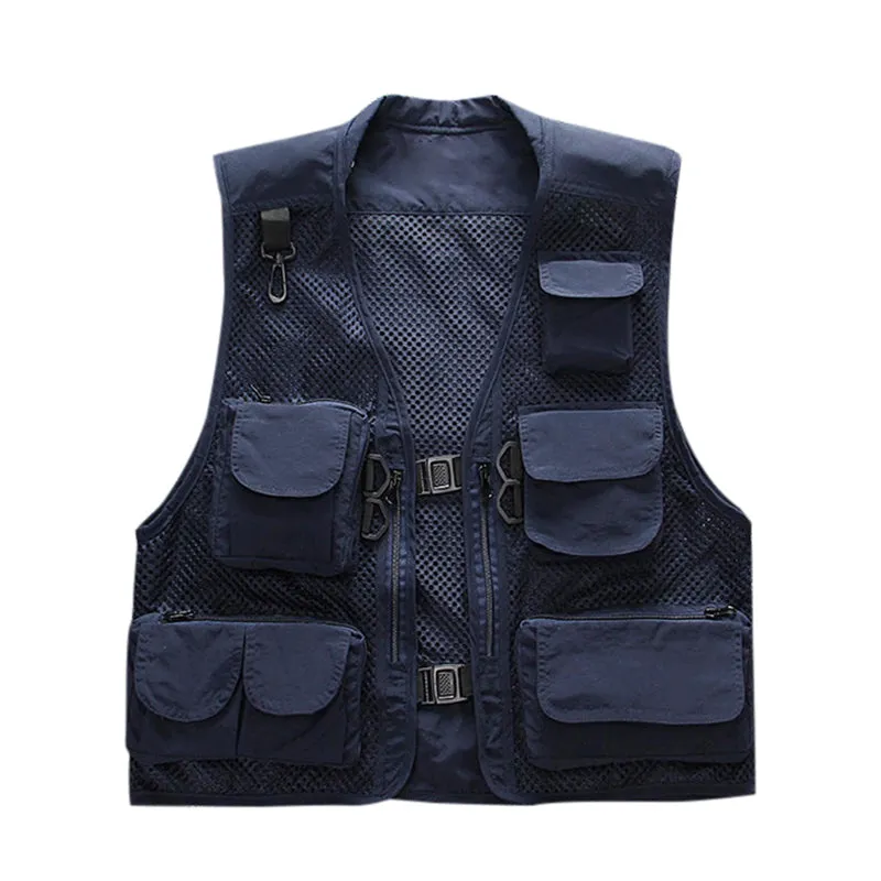 FISHING ZIPPERED THREE-DIMENSIONAL POCKET BREATHABLE VEST