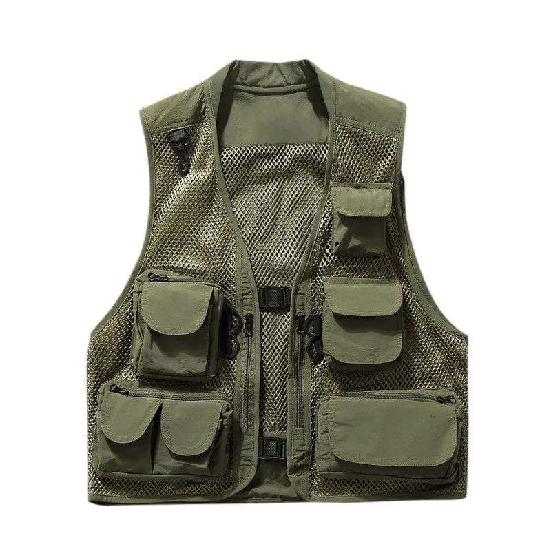 FISHING ZIPPERED THREE-DIMENSIONAL POCKET BREATHABLE VEST