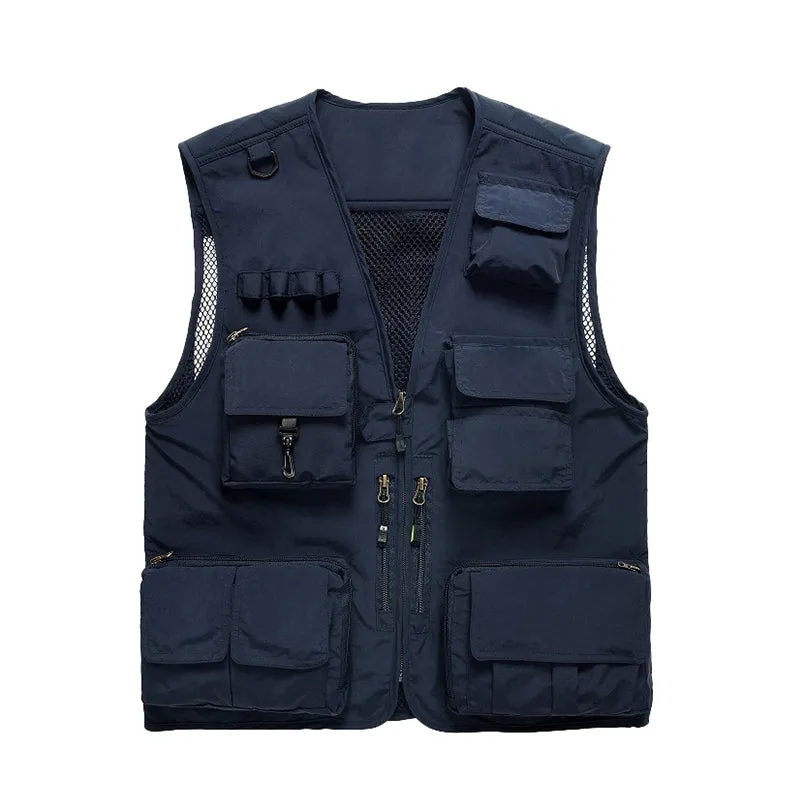 FISHING ZIPPERED THREE-DIMENSIONAL POCKET BREATHABLE VEST