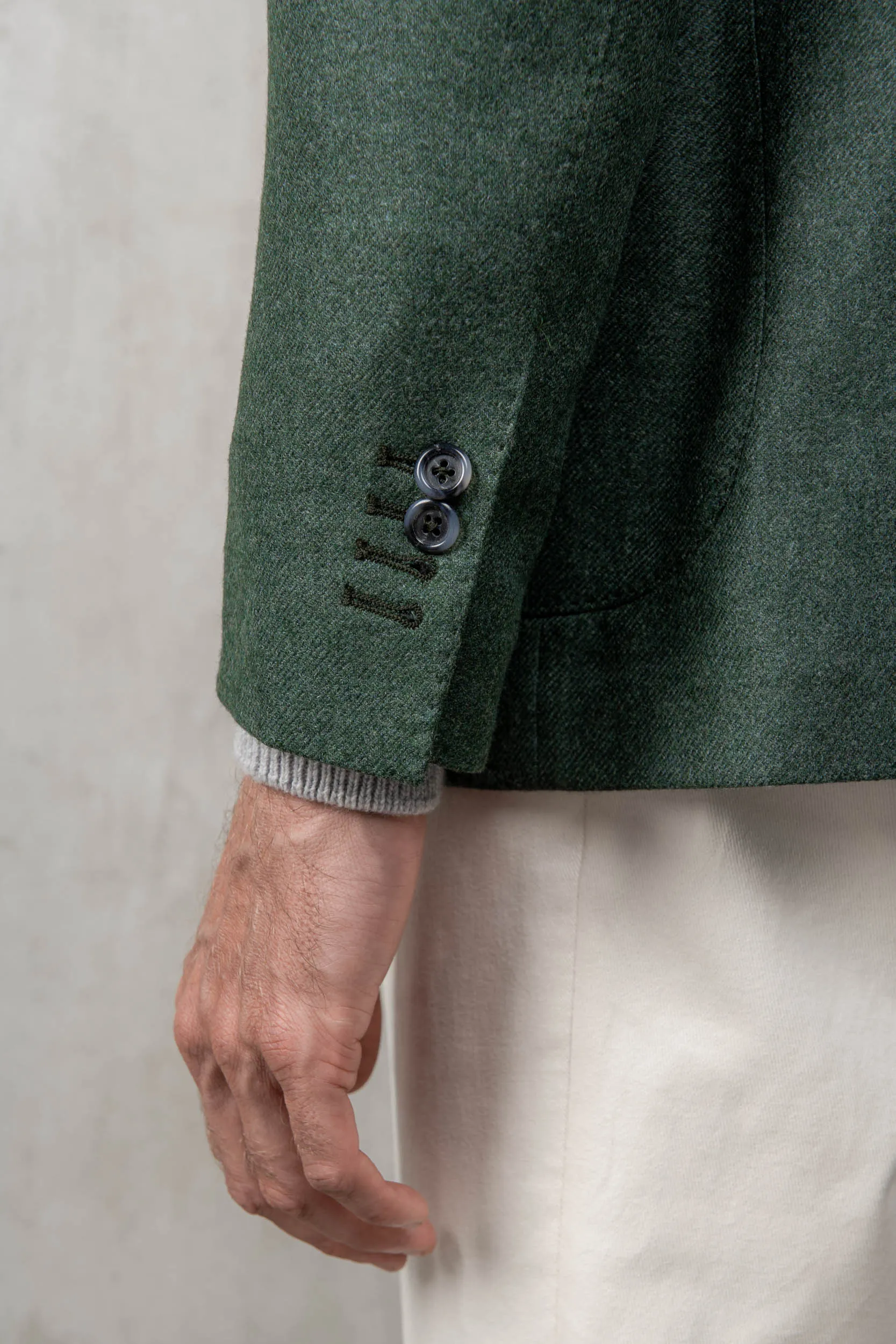 Green jacket in Loro Piana wool and cashmere - Made in Italy