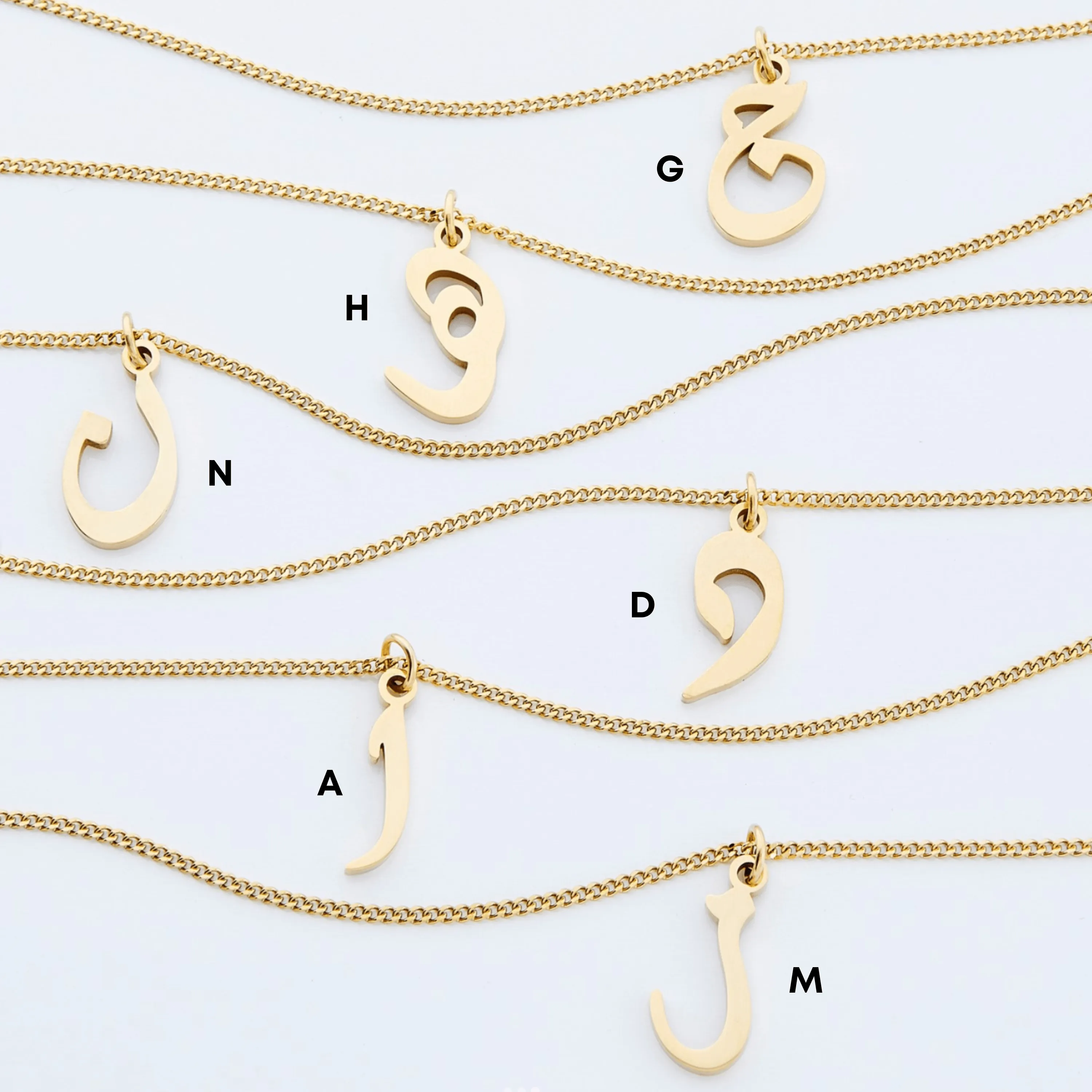 Hanging Arabic Letter Necklace | Women