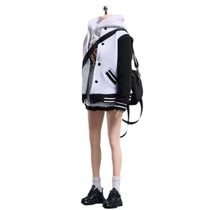 HiPlay Cdtoys, Baseball Jacket Hooded Sweatshirt and Pleated Skirt Set, Figure Doll Clothes