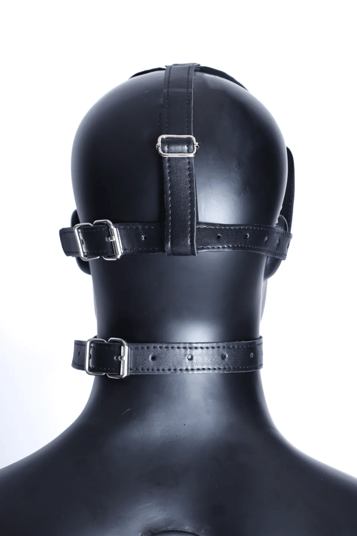 Kinky Leather Face Mask with Eye and Nose Cutouts and Breathable Mouth Cage