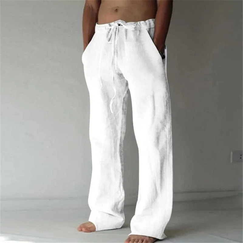 Loose casual pants with elastic waistline and linen breathable sports cotton and linen pants