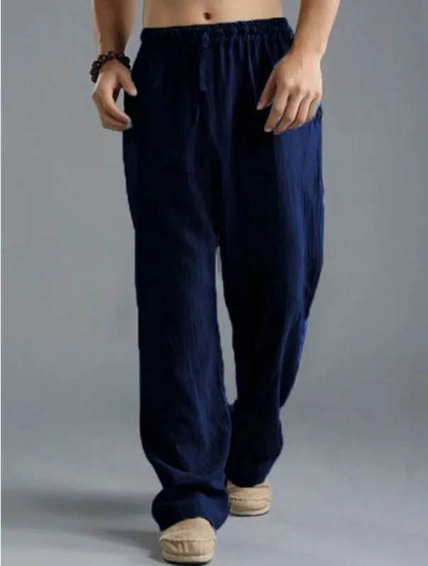 Loose casual pants with elastic waistline and linen breathable sports cotton and linen pants