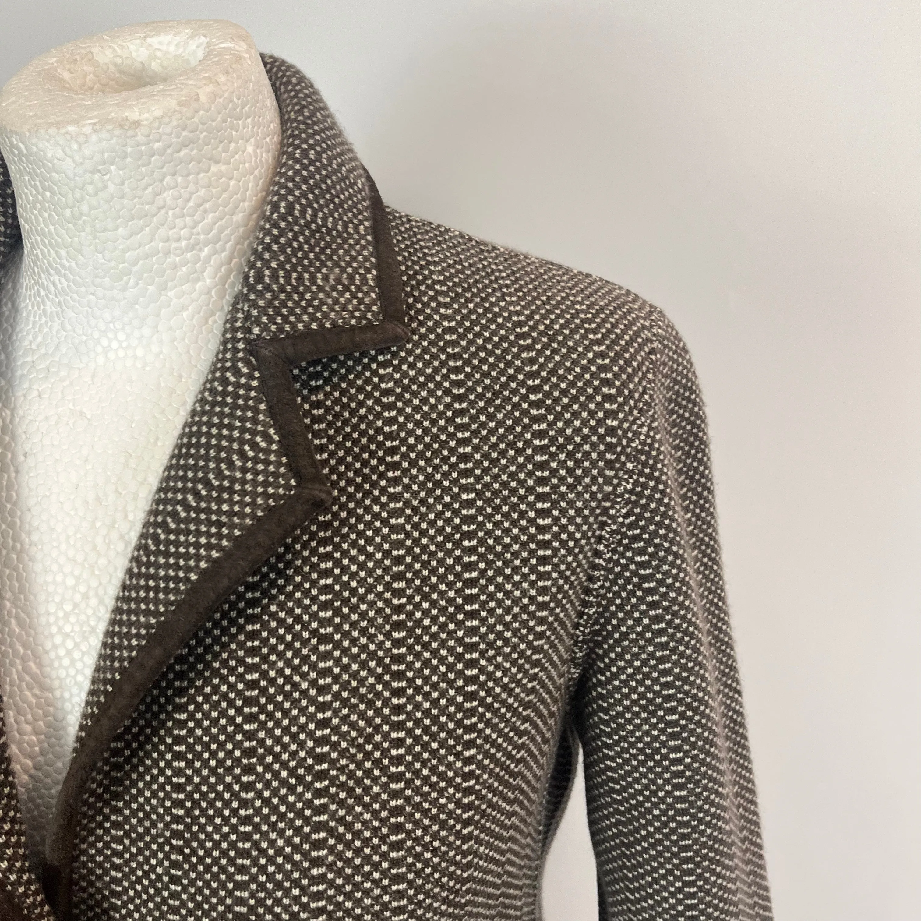 Loro Piana Brown & Ecru Knit Cashmere Jacket S