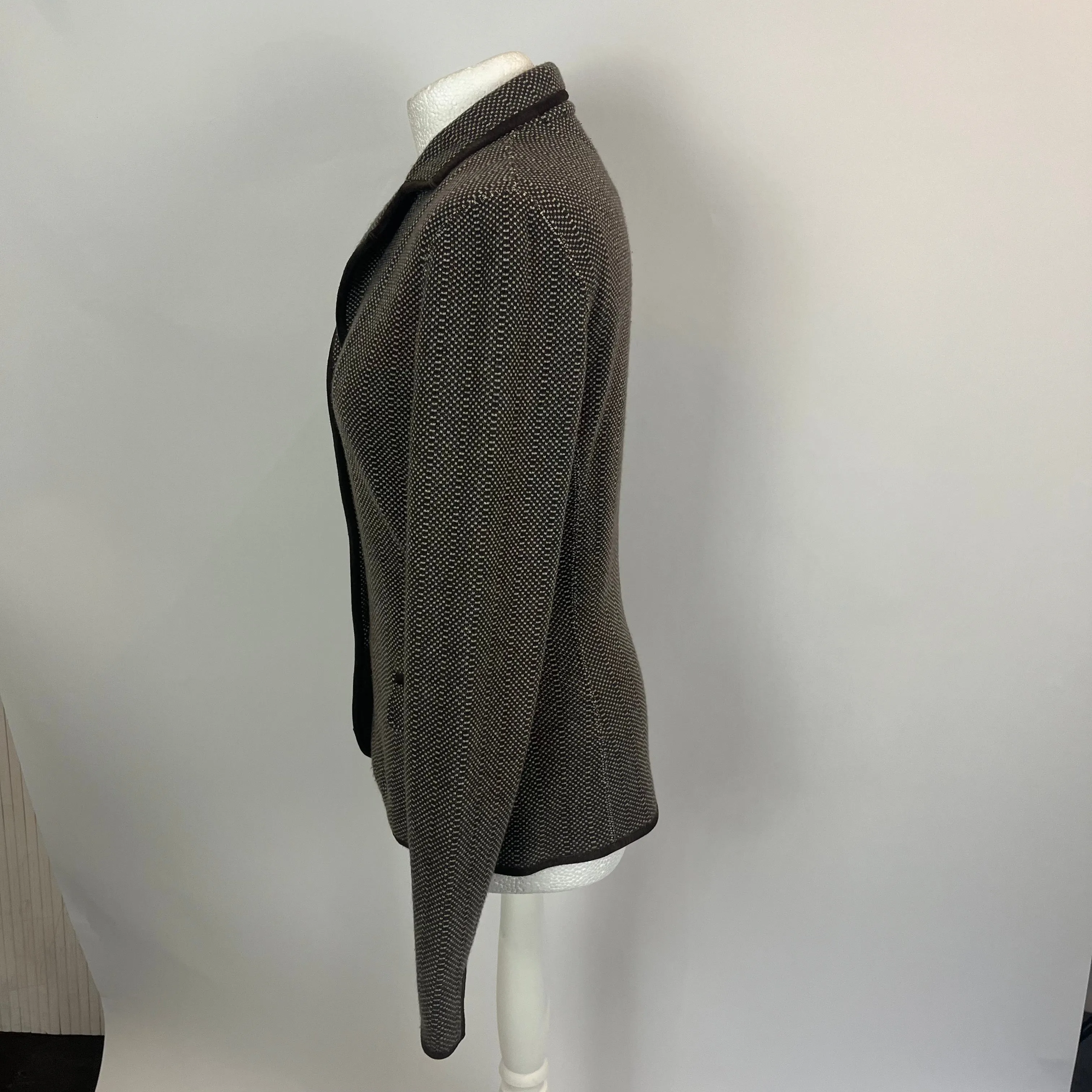 Loro Piana Brown & Ecru Knit Cashmere Jacket S