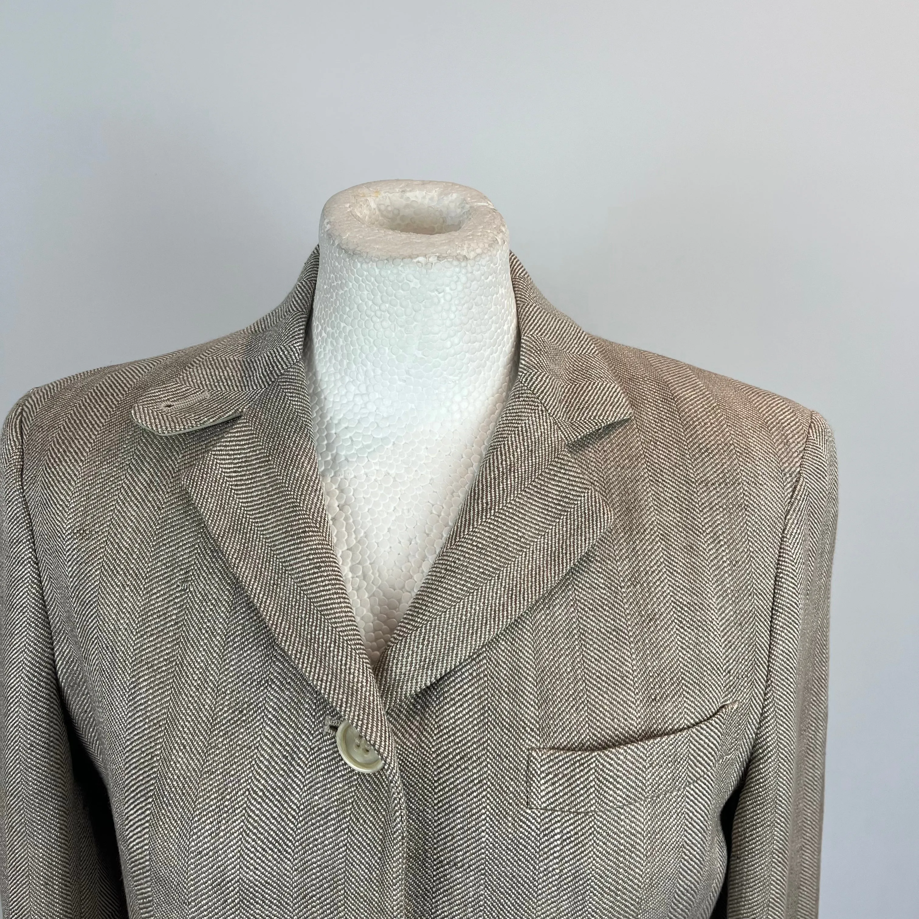 Loro Piana Camel Herringbone Linen & Silk Jacket S