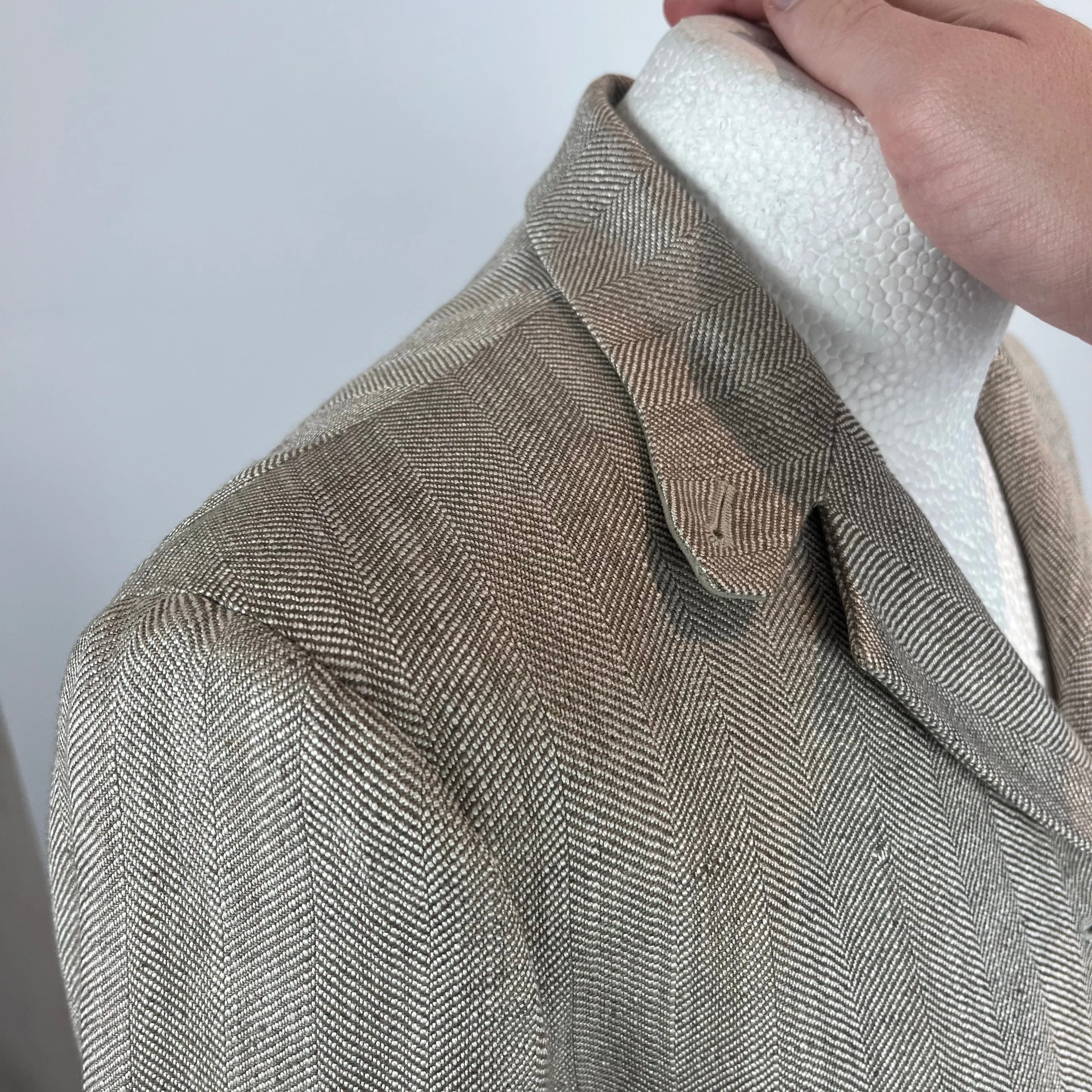 Loro Piana Camel Herringbone Linen & Silk Jacket S