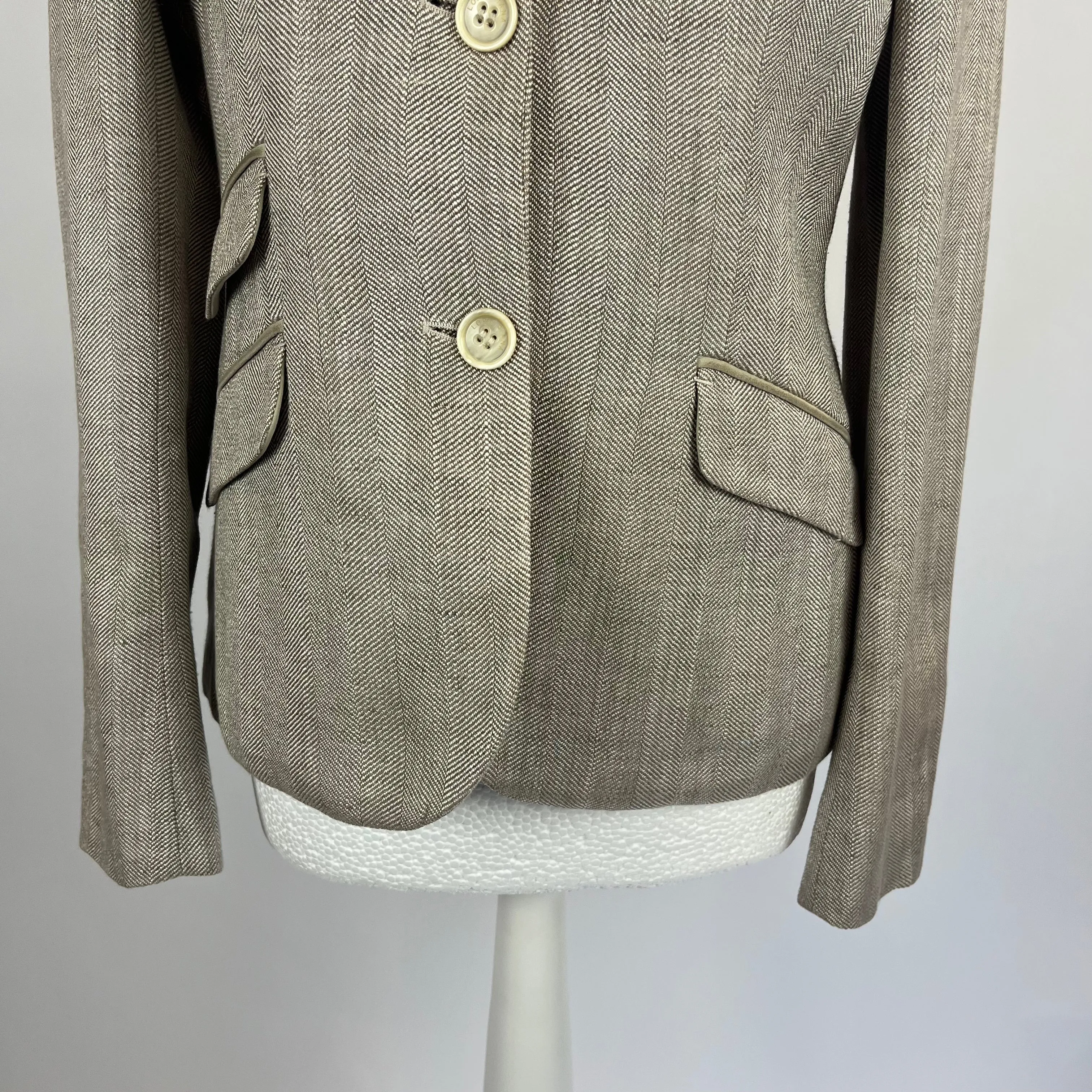 Loro Piana Camel Herringbone Linen & Silk Jacket S