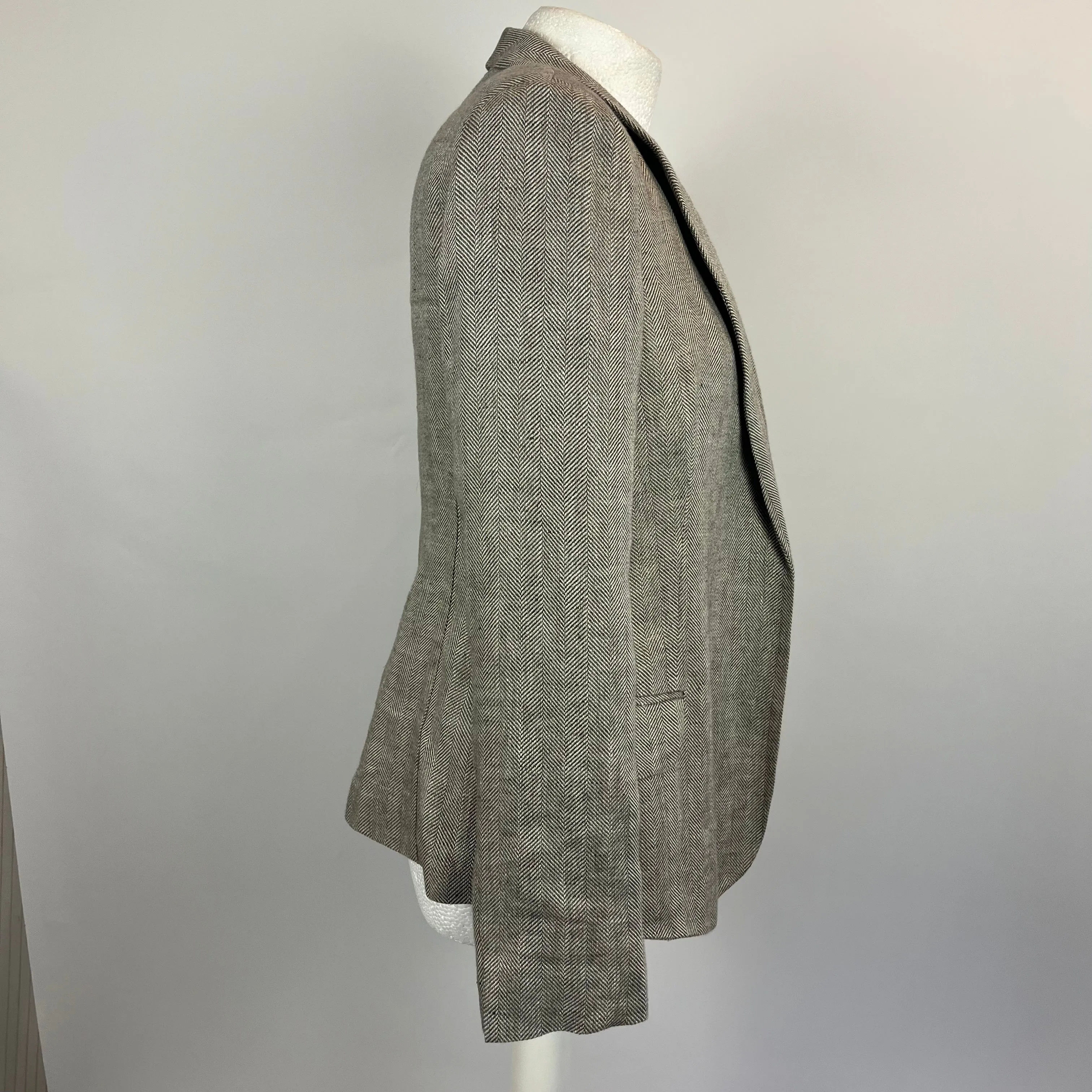 Loro Piana Moss Herringbone Linen Jacket S