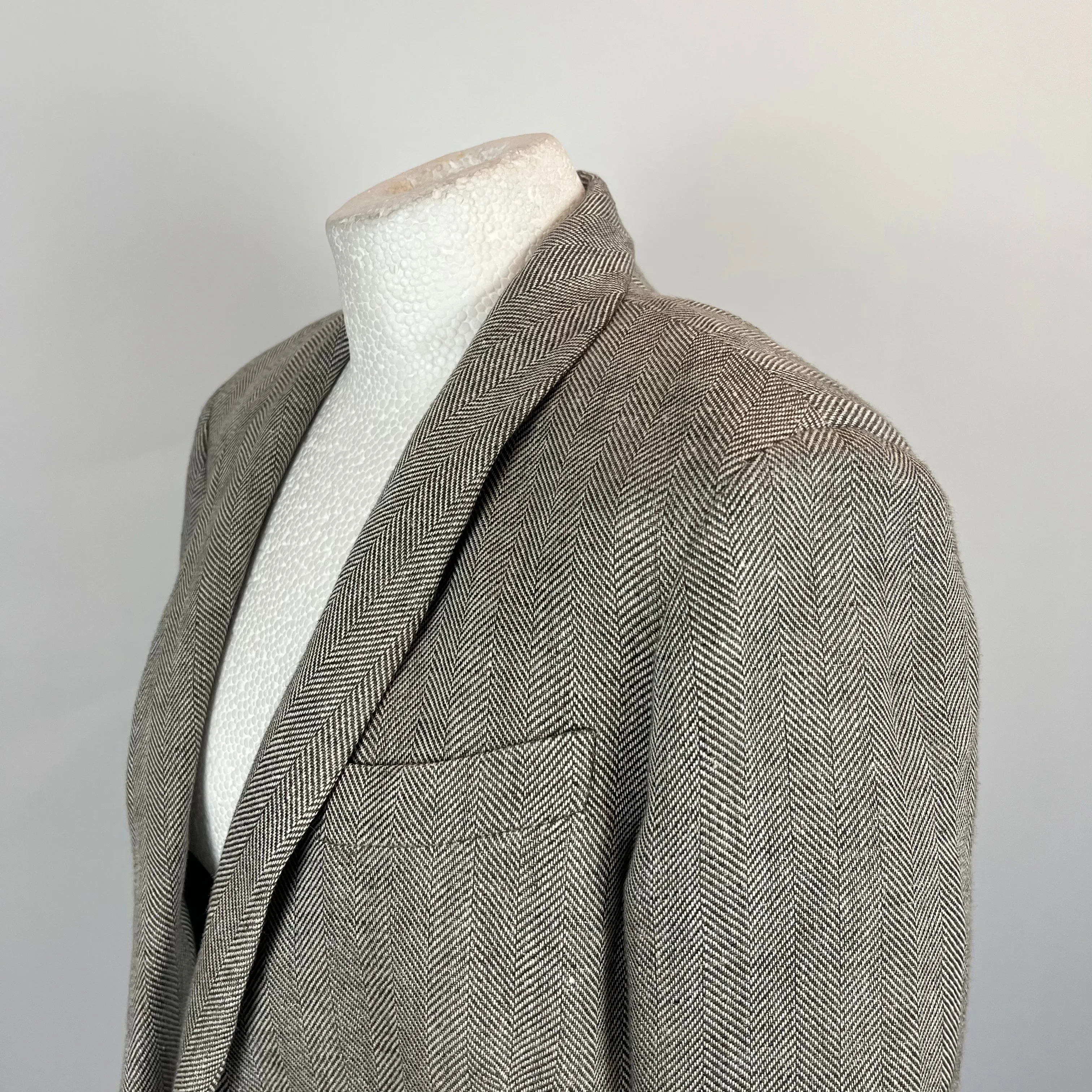 Loro Piana Moss Herringbone Linen Jacket S