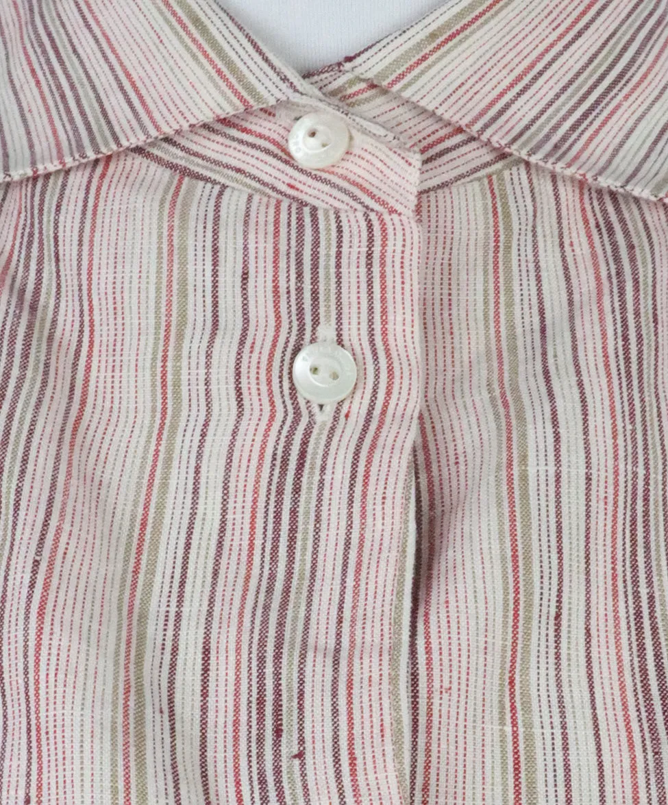 Loro Piana Pink & Red Stripes Linen Shirt sz 4