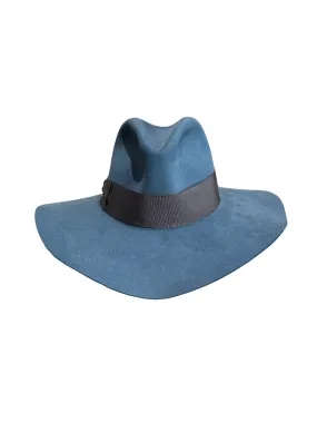 Loro Piana The Kaia Slate Blue Felt Wide Brim Hat