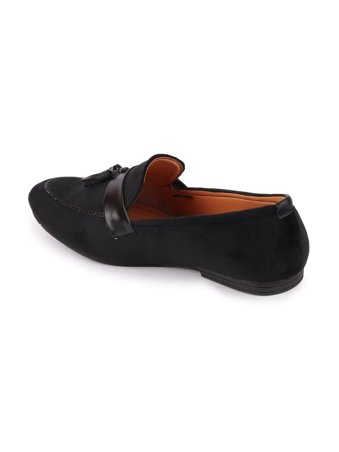 Men Black Casual Velvet Slip-On Loafers