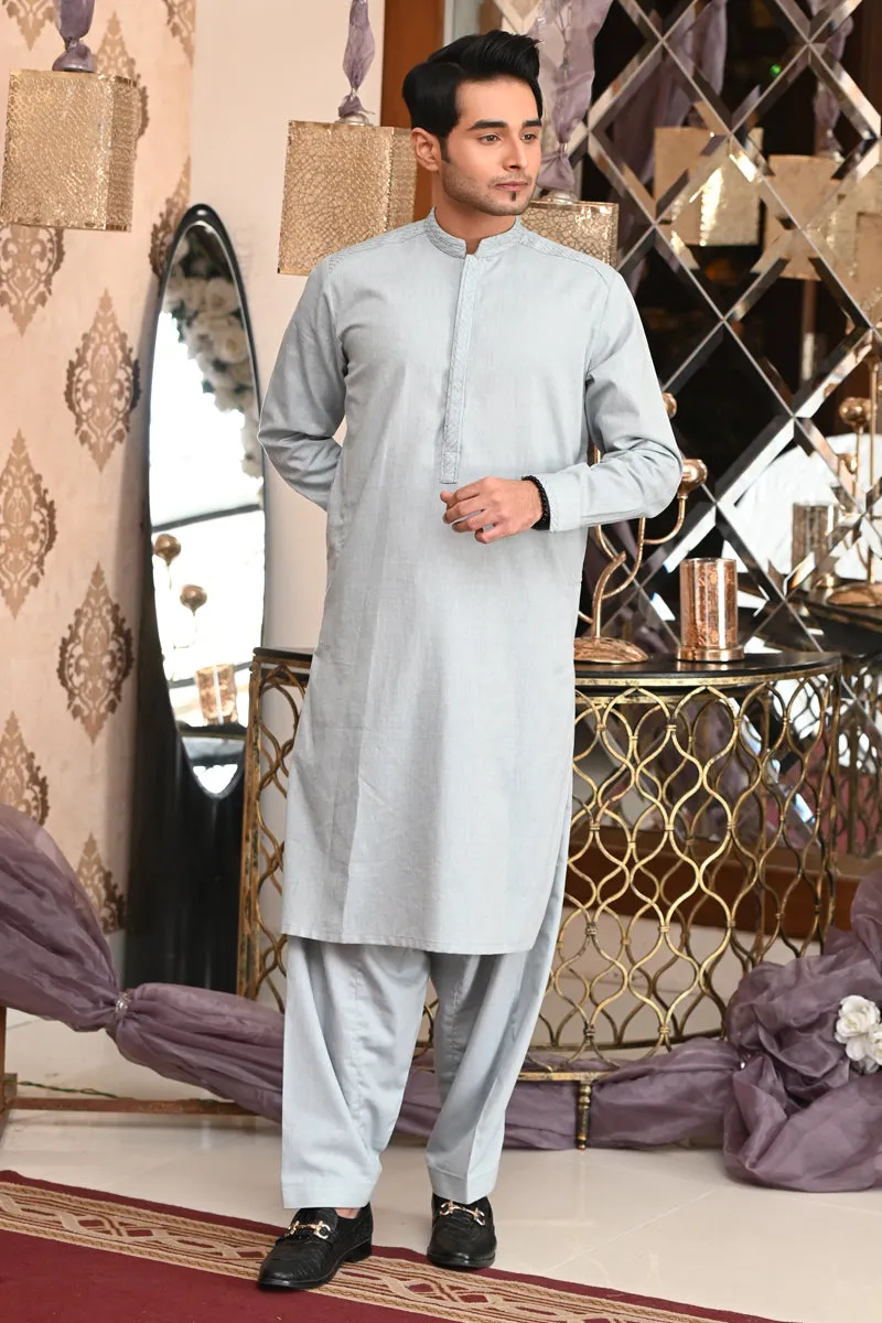 Men Kameez Shalwar Light Grey