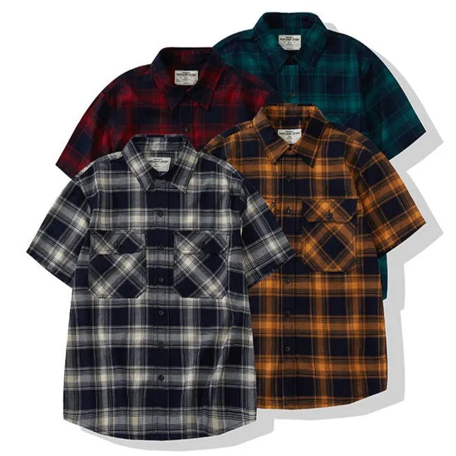 Men's Retro Casual Short Sleeve Plaid Shirt