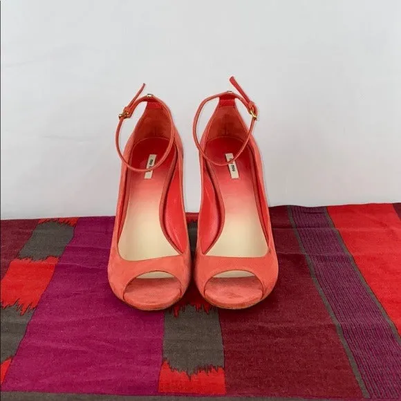 Miu Miu Coral Ankle Strap w Gold Heel