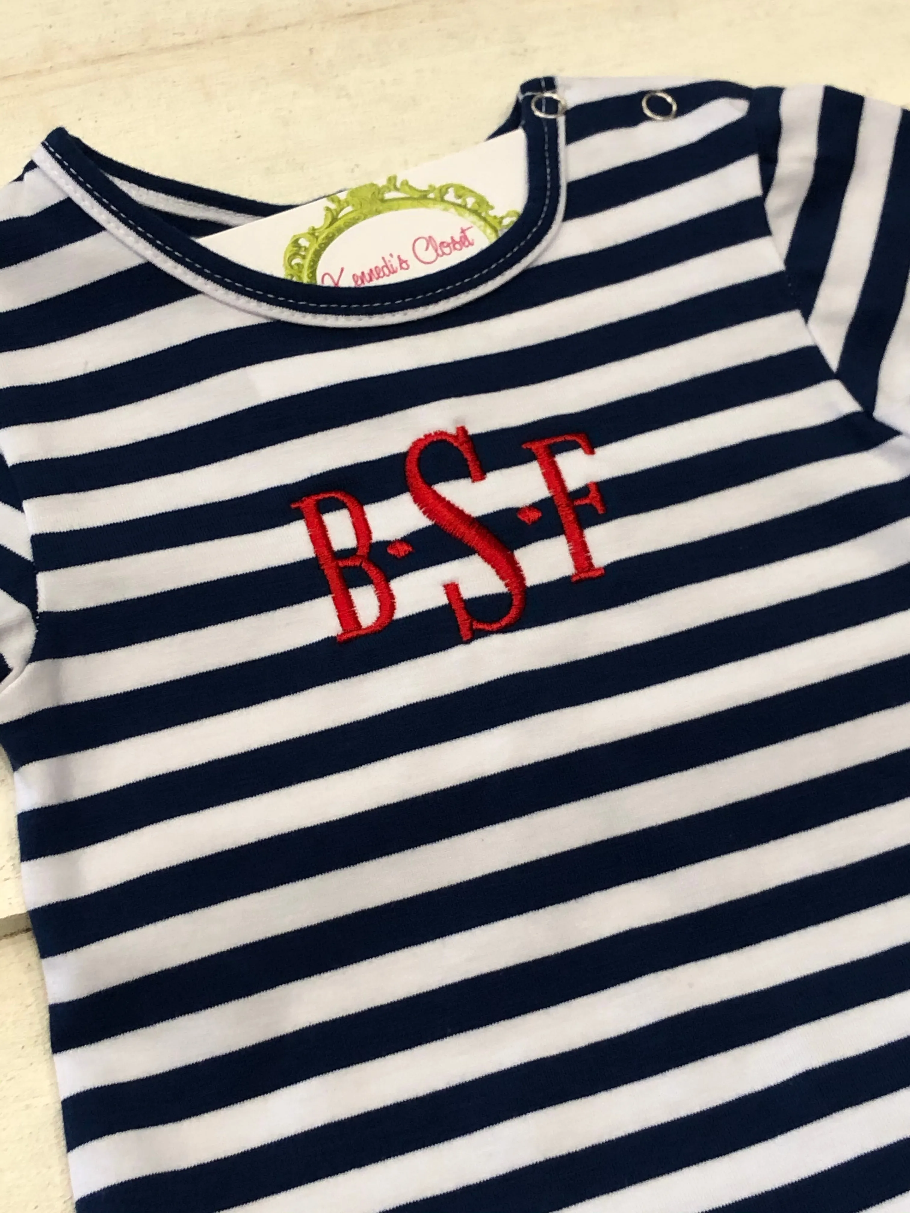 Navy Stripe Knit Shortall