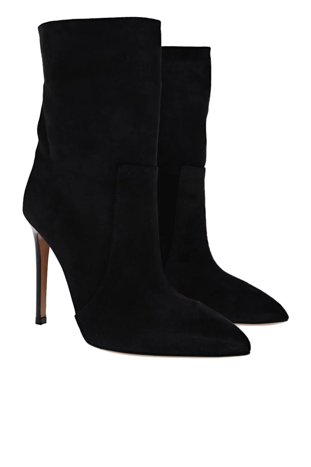 Off Black Suede Leather Stiletto Ankle Boot