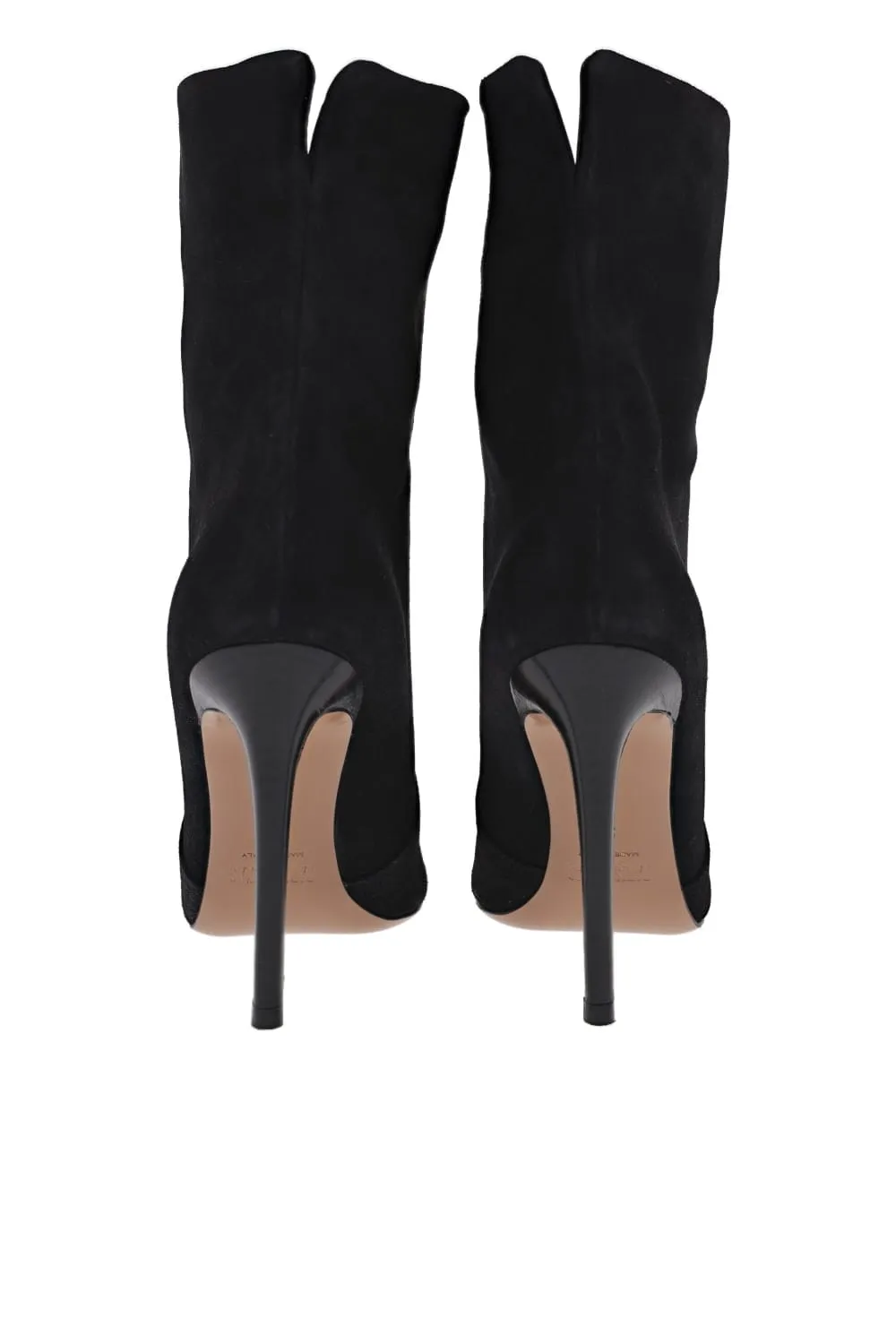 Off Black Suede Leather Stiletto Ankle Boot