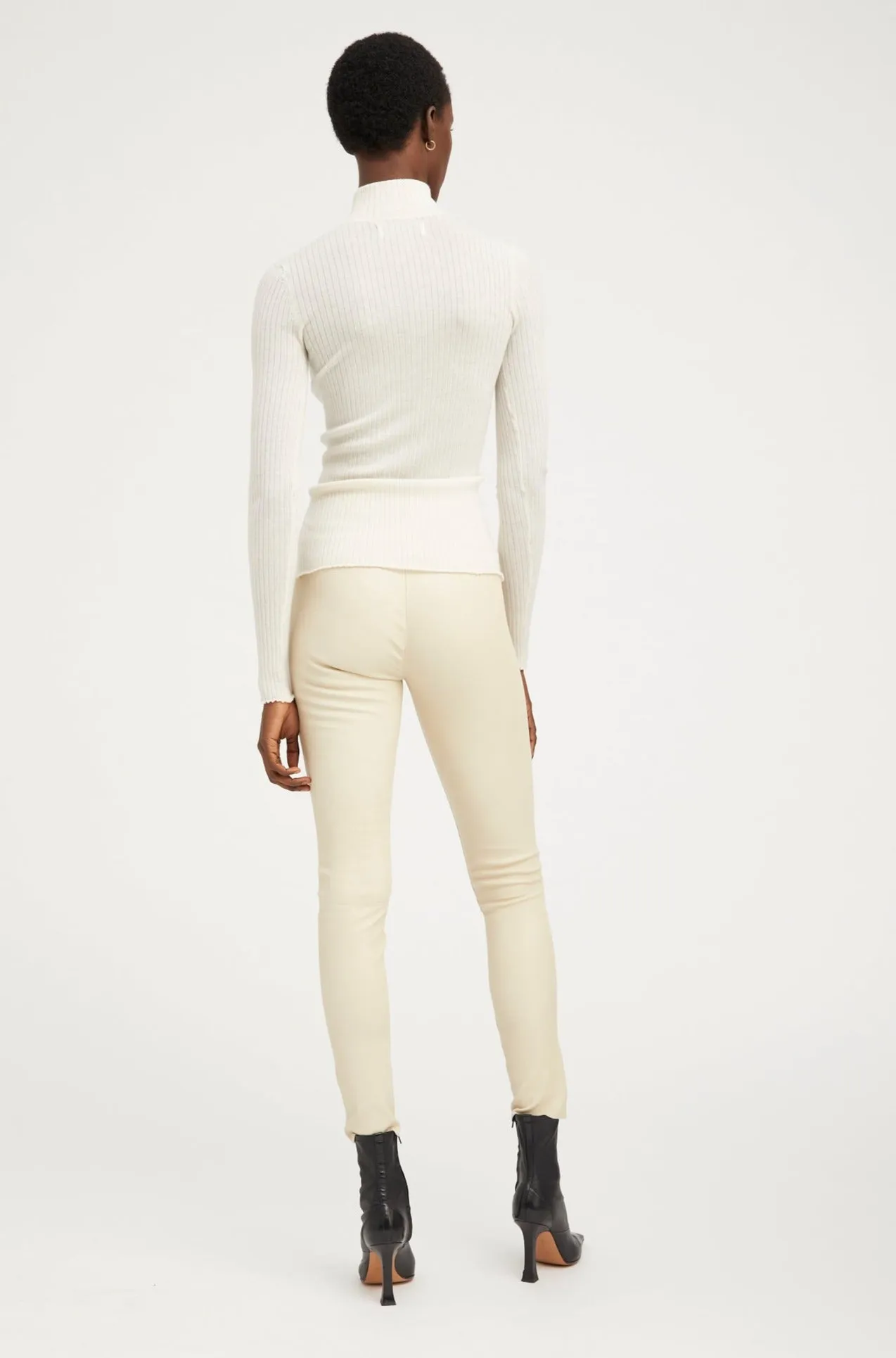 Off White Leather Ankle Leggings