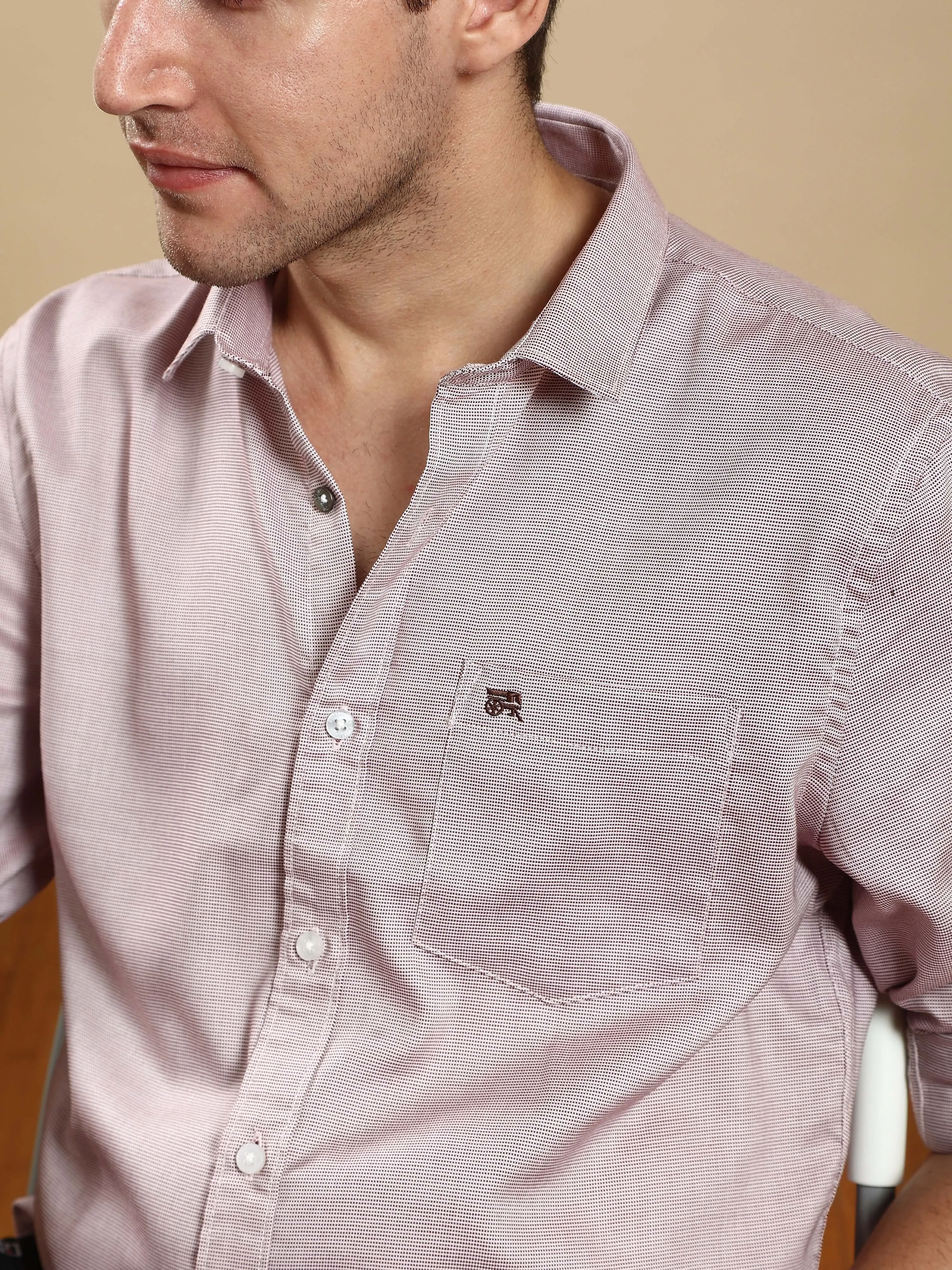 Red/White Solid Casual Full Sleeves Shirt