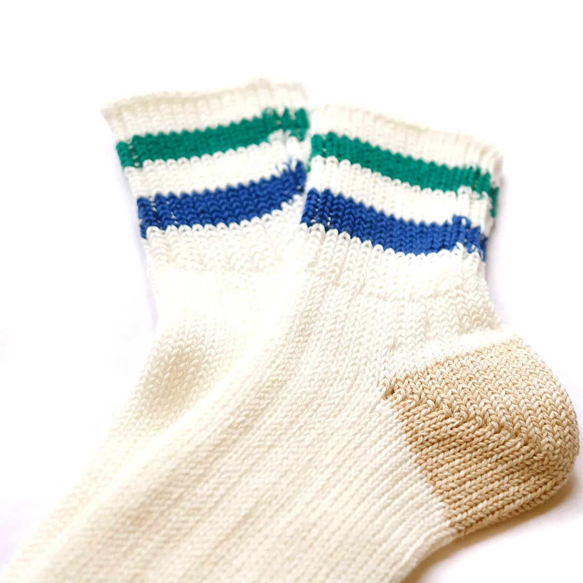 Ribbed Old School Ankle Sock - Green/Blue