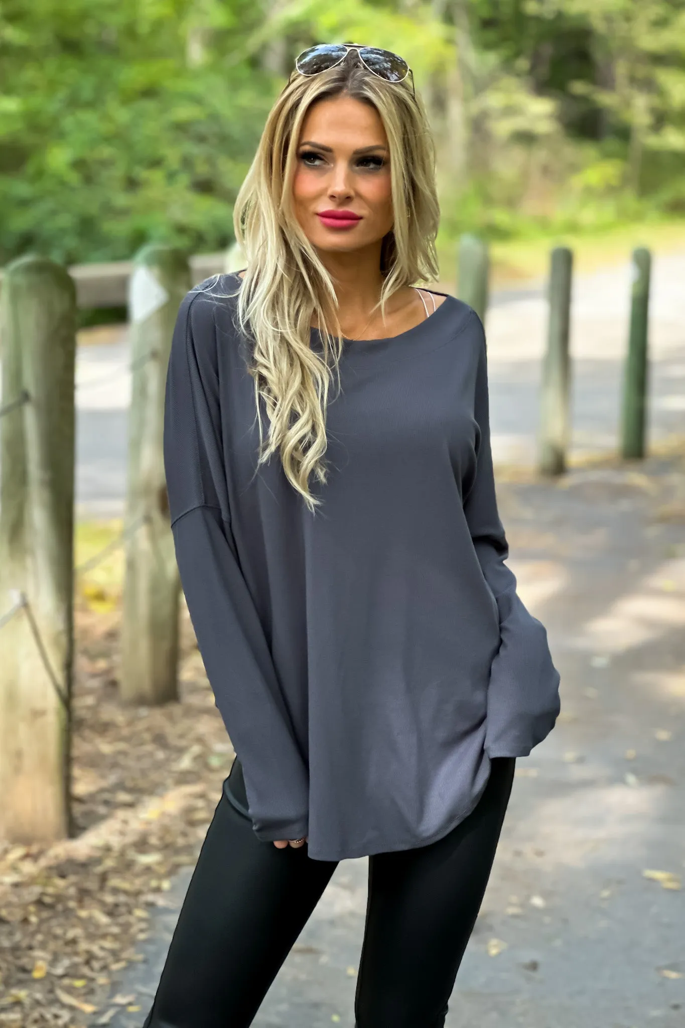 Running Errands Cutout Back Top : Charcoal