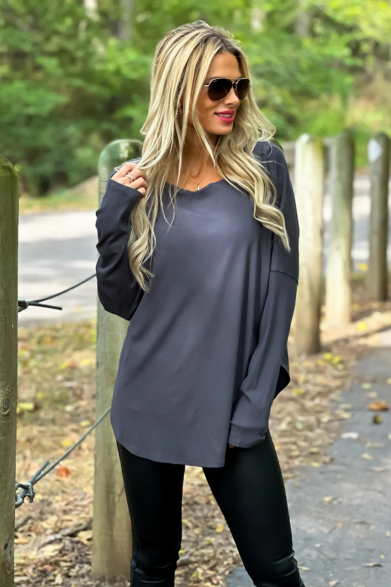 Running Errands Cutout Back Top : Charcoal