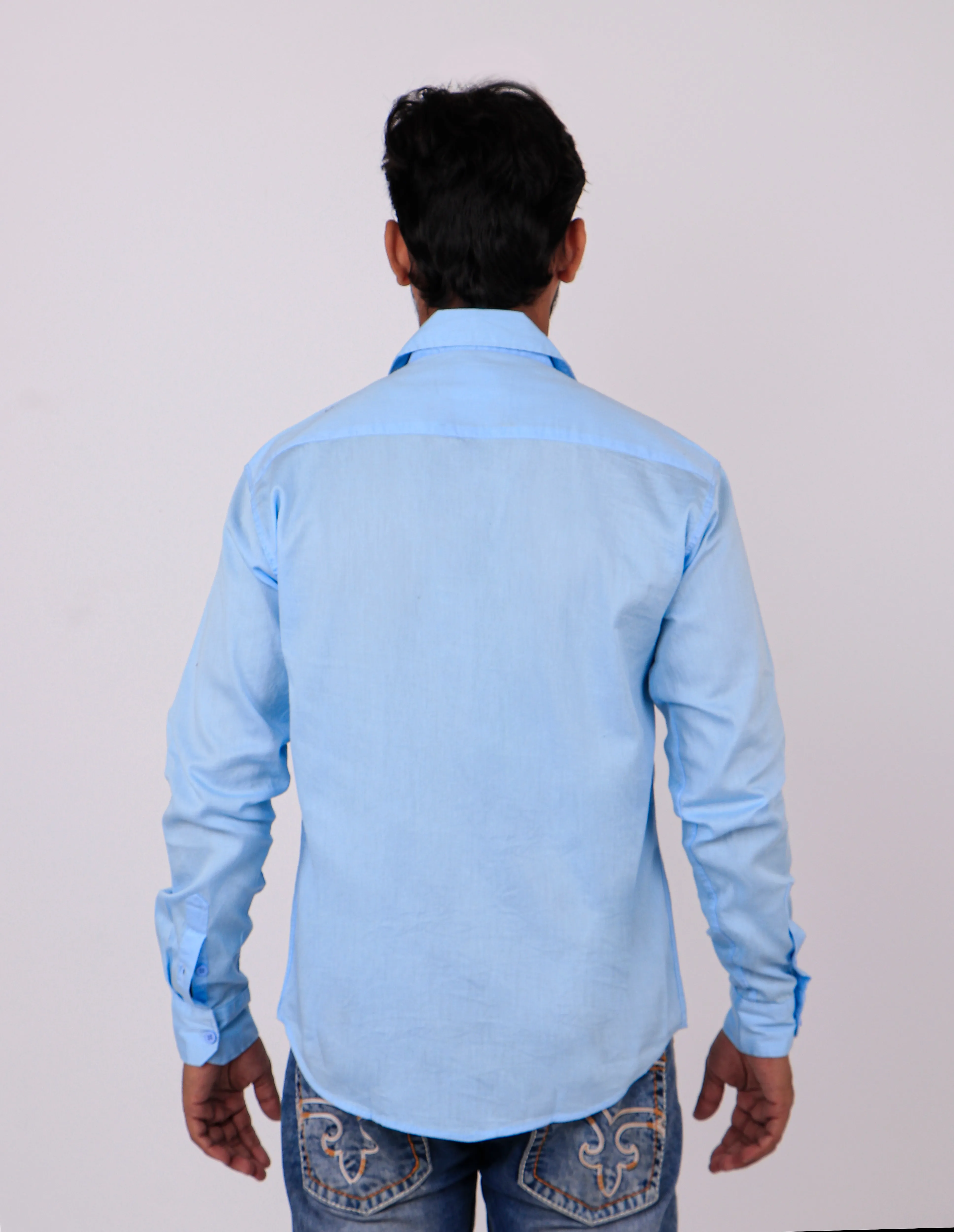 Sky Blue Men Regular Fit Casual Shirt