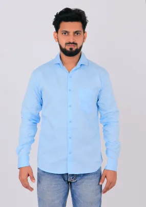 Sky Blue Men Regular Fit Casual Shirt