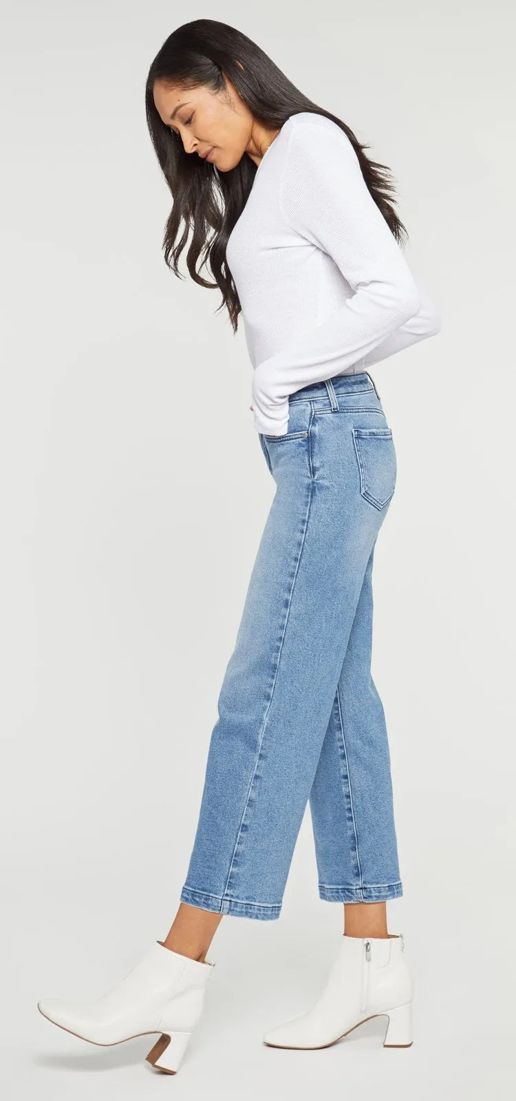 Teresa Wide Leg Ankle Jeans Lichtblauw Premium Denim | Primland