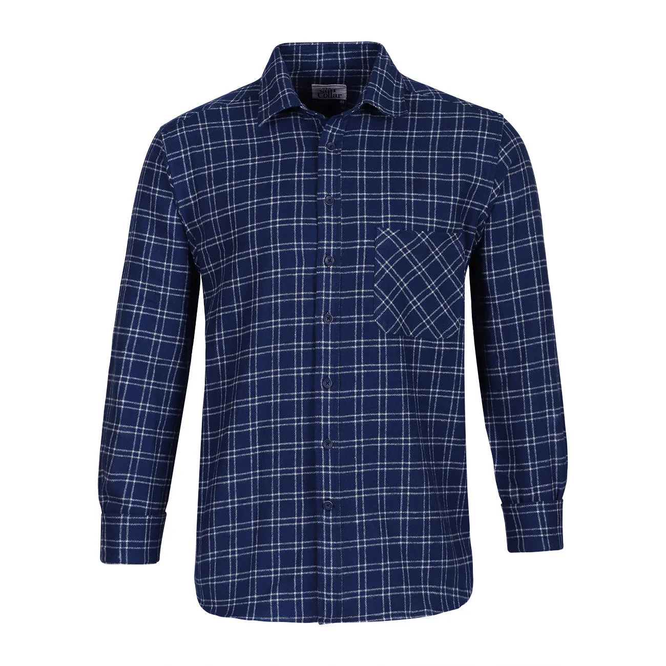 Westcott Navy Check Flannel Regular Fit Casual Shirt