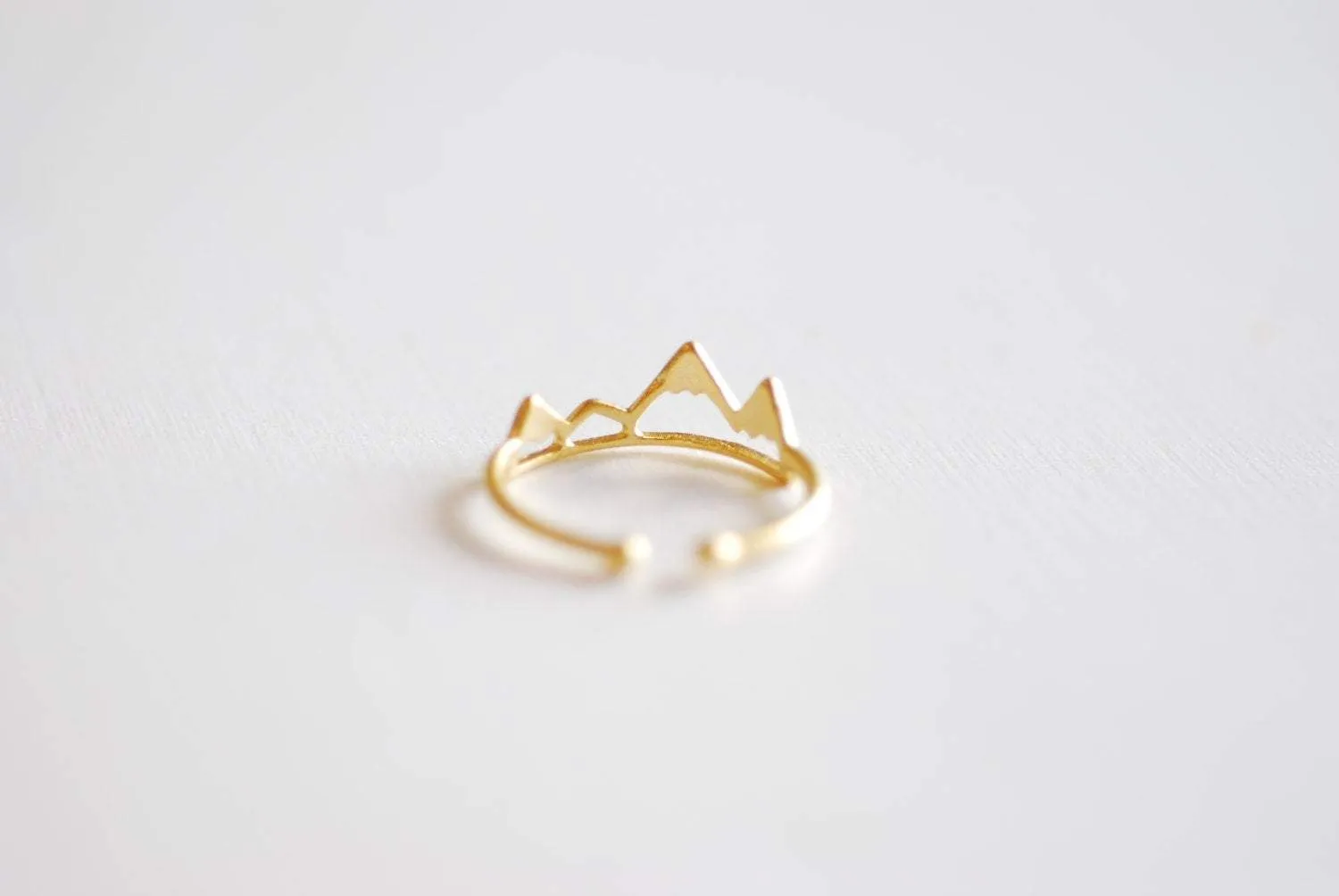 Wholesale Matte Vermeil Gold Mountain Adjustable Ring- 18k gold plated over Sterling Silver Adjustable Ring, Mountain Peak Range Ring, Hiking Ring,262