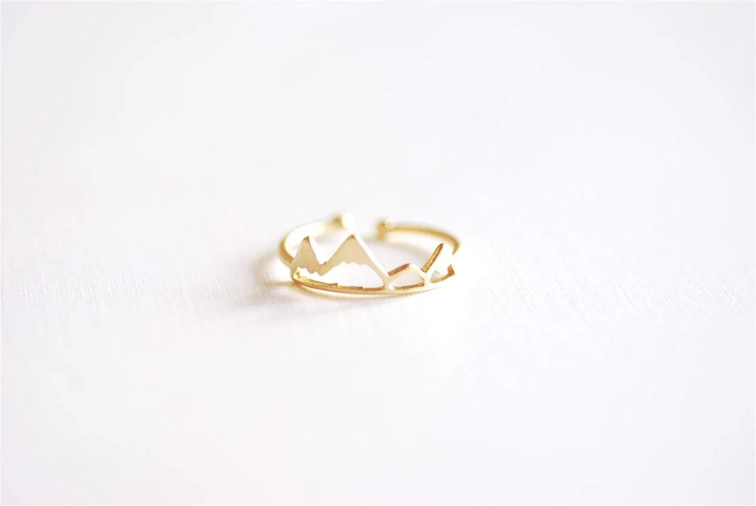 Wholesale Matte Vermeil Gold Mountain Adjustable Ring- 18k gold plated over Sterling Silver Adjustable Ring, Mountain Peak Range Ring, Hiking Ring,262