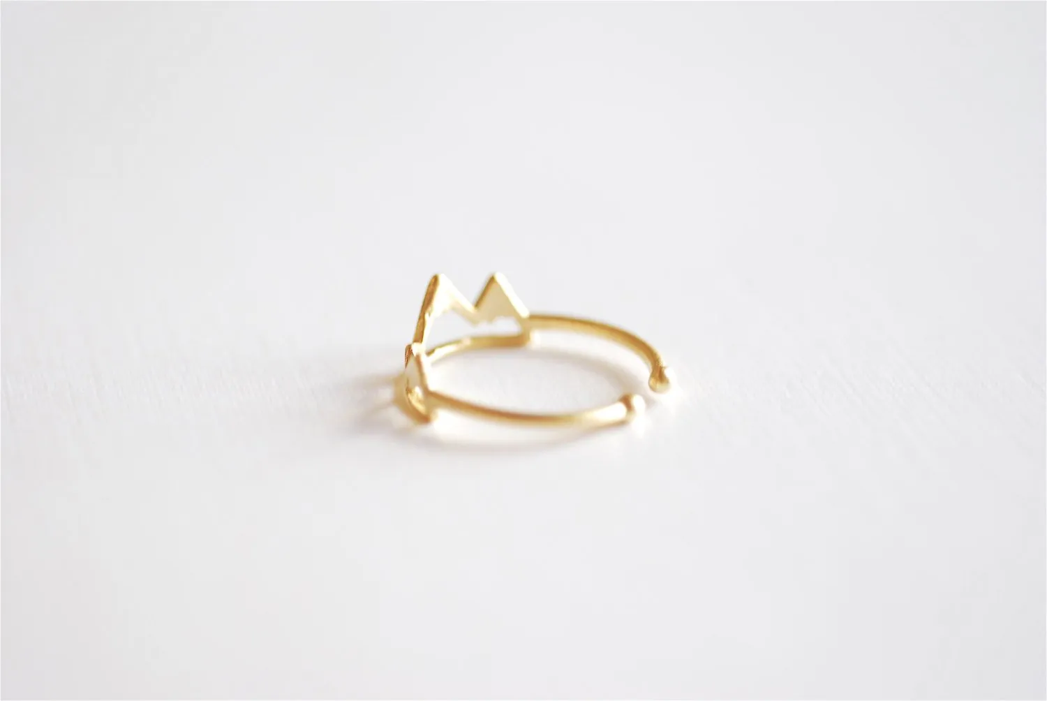 Wholesale Matte Vermeil Gold Mountain Adjustable Ring- 18k gold plated over Sterling Silver Adjustable Ring, Mountain Peak Range Ring, Hiking Ring,262