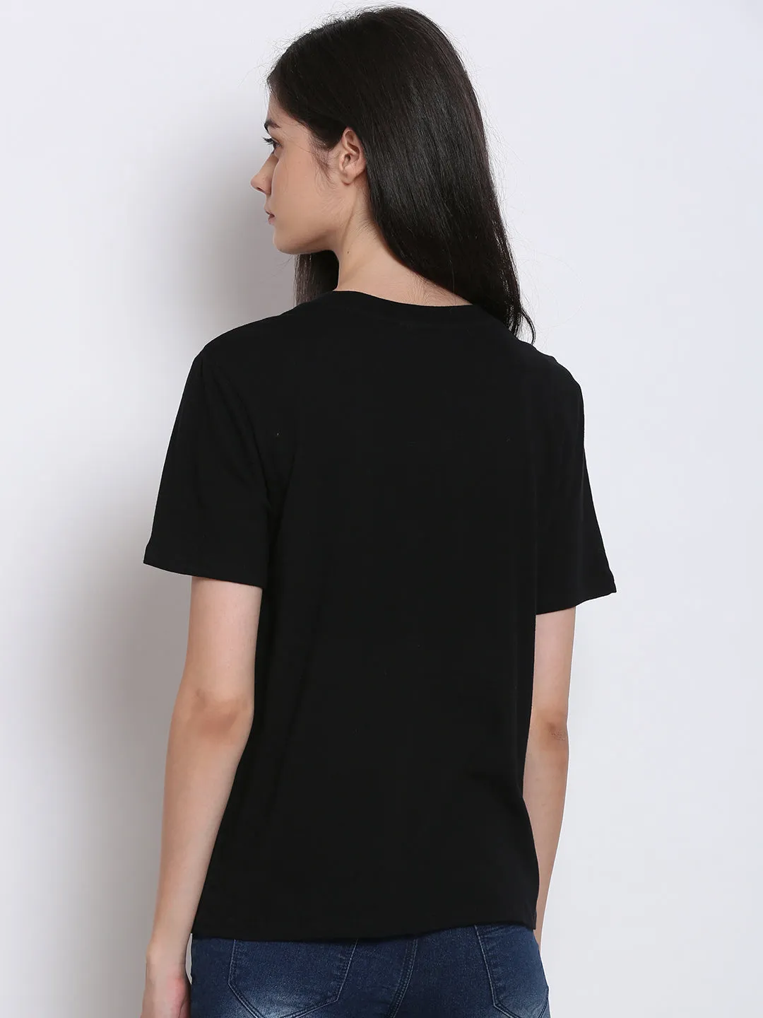 Women Black Graphic Tee