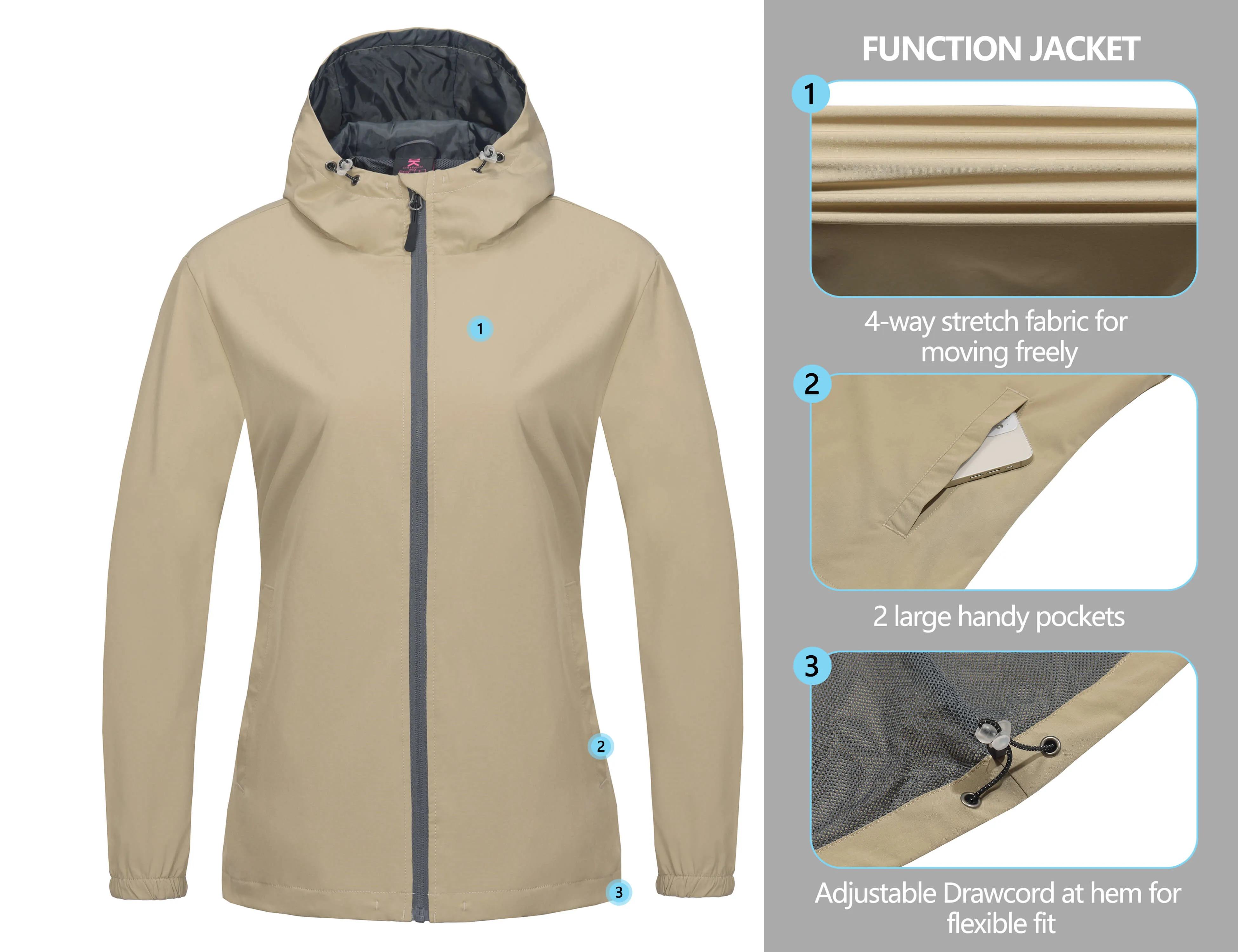 Women's Breathable UPF50  Running Hood Jacket