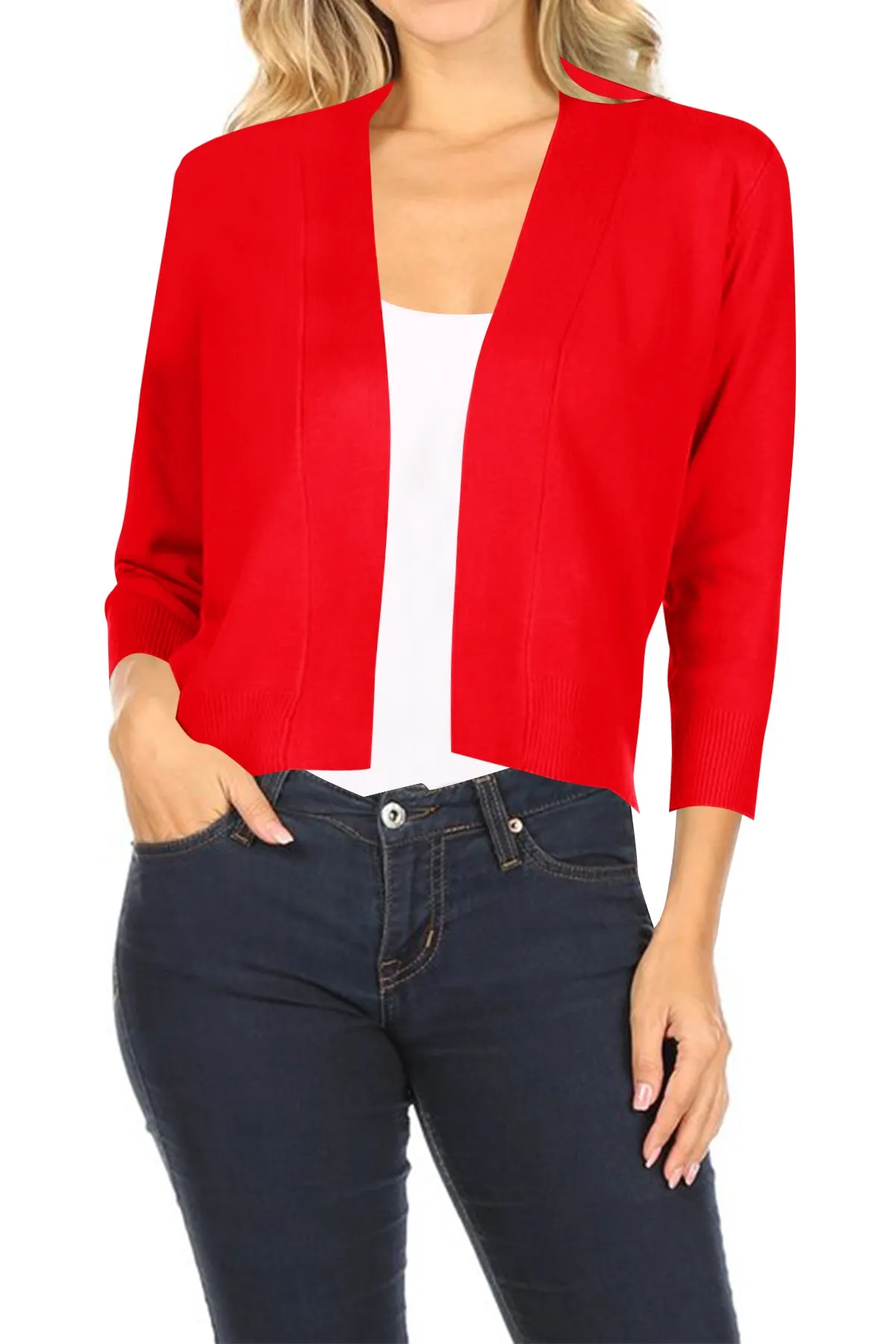 Women's Casual Open Front Office Wear Bolero Cardigan