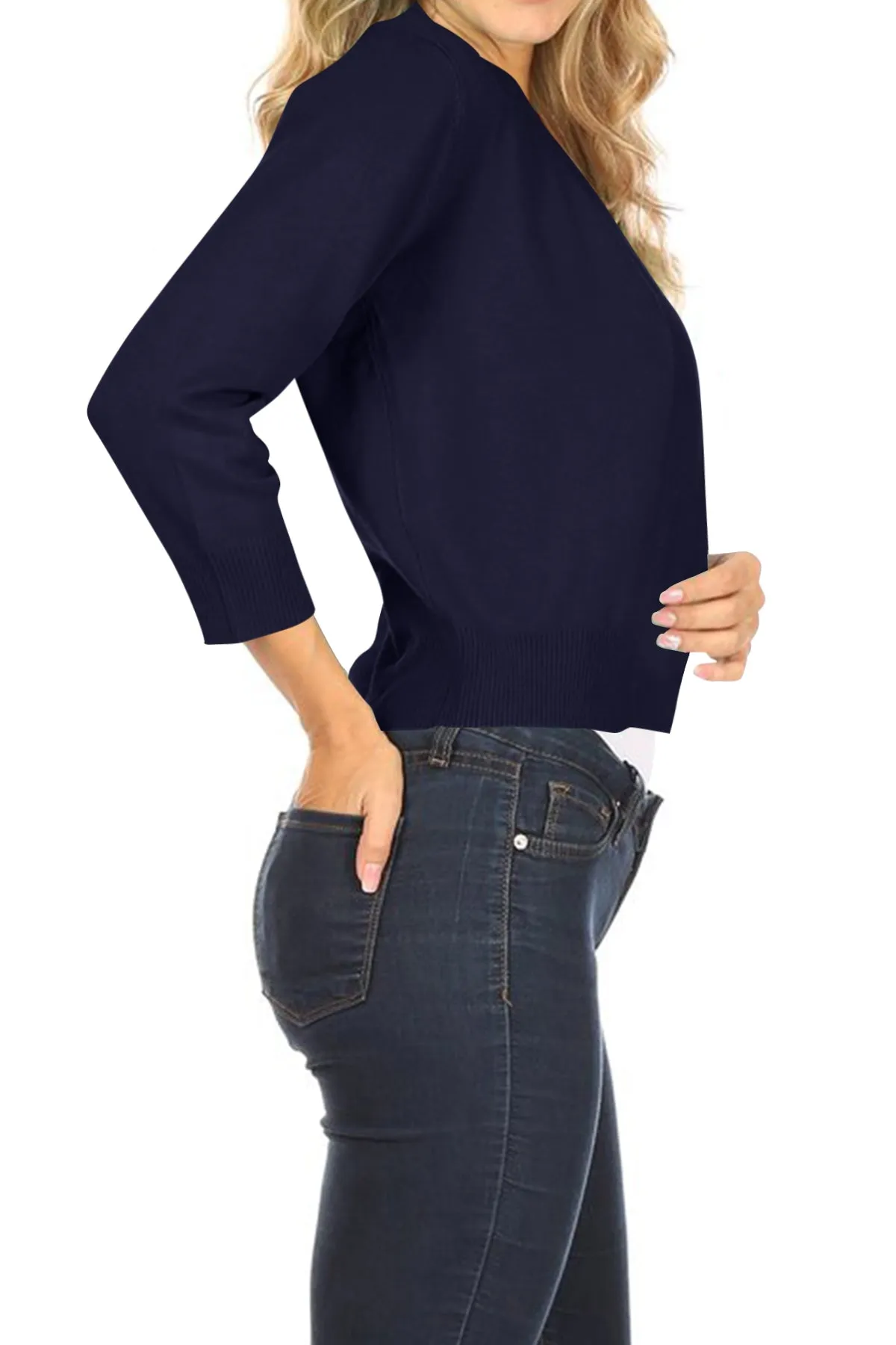 Women's Casual Open Front Office Wear Bolero Cardigan