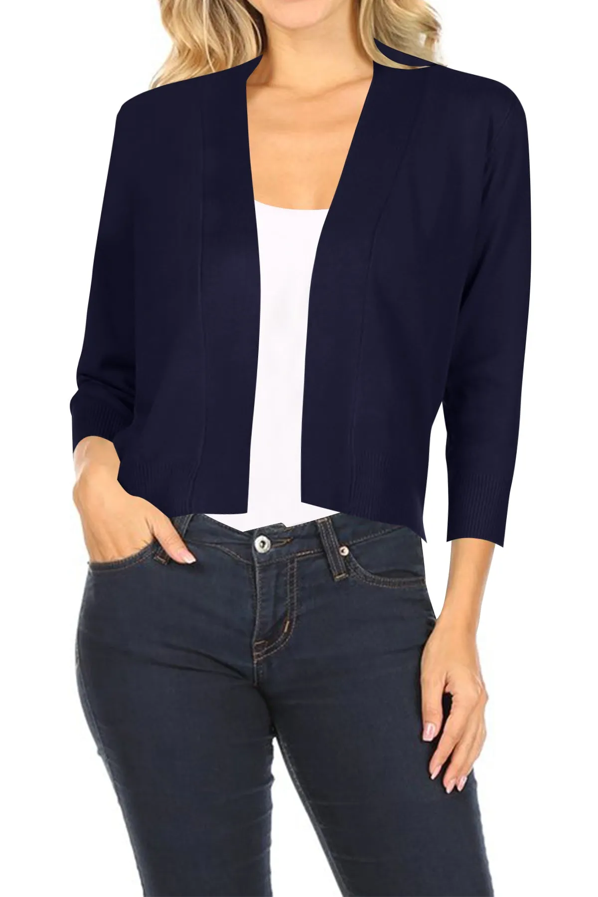 Women's Casual Open Front Office Wear Bolero Cardigan