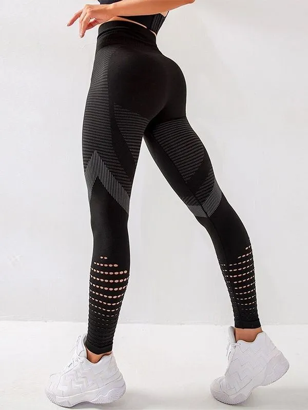 ZASUWA Female Breathable Mesh High Waist Hollow Out High Impact Sportswear