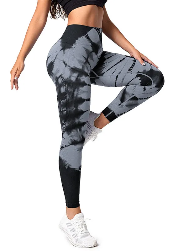 ZASUWA Female Breathable Seamless Tie-Dye Leggings