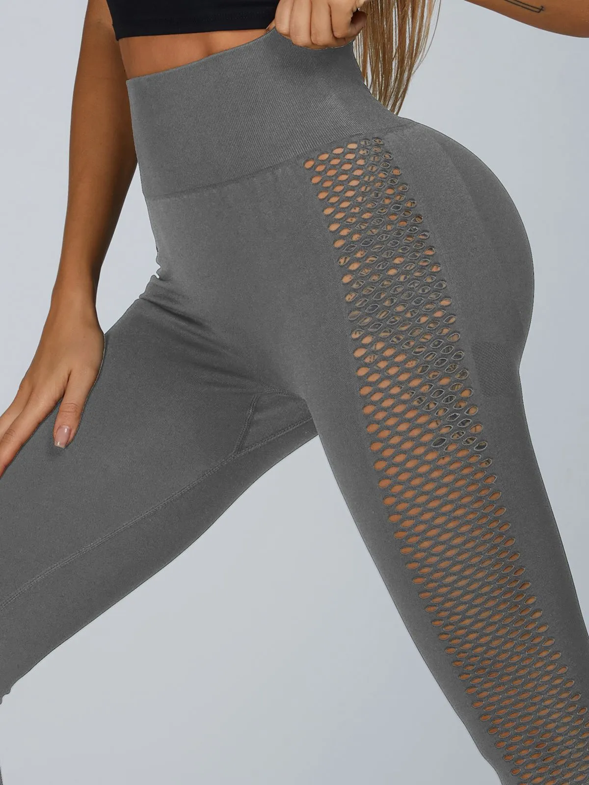 ZASUWA Female Breathable Side Net Hip-lift Leggings